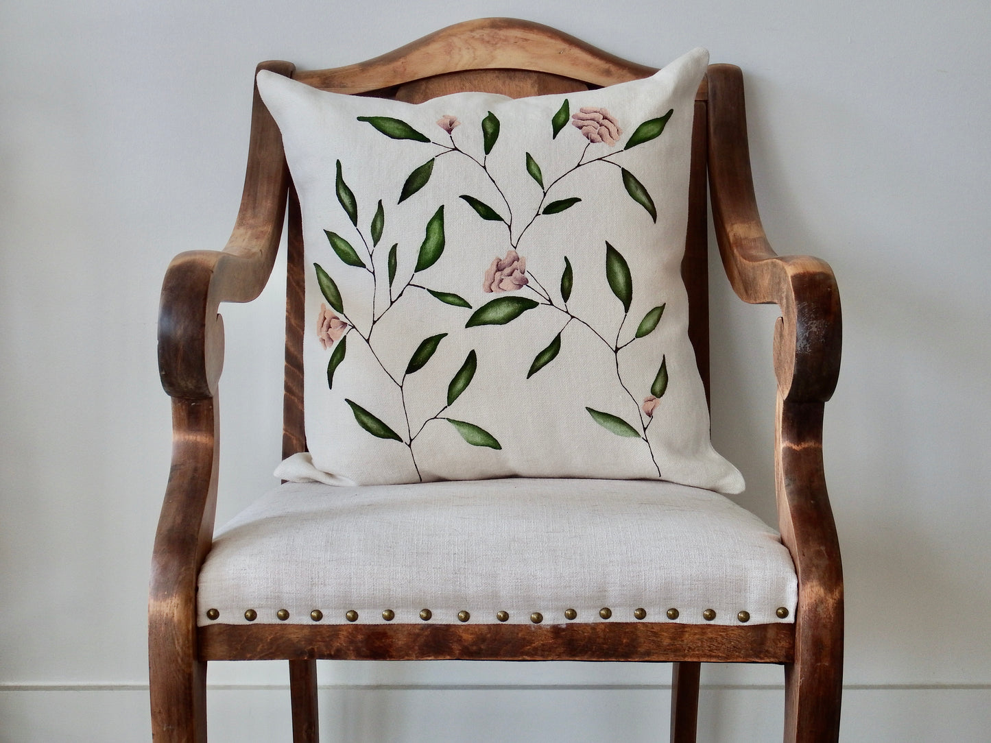 20 x 20 Dusty Pink Floral Pillow 1